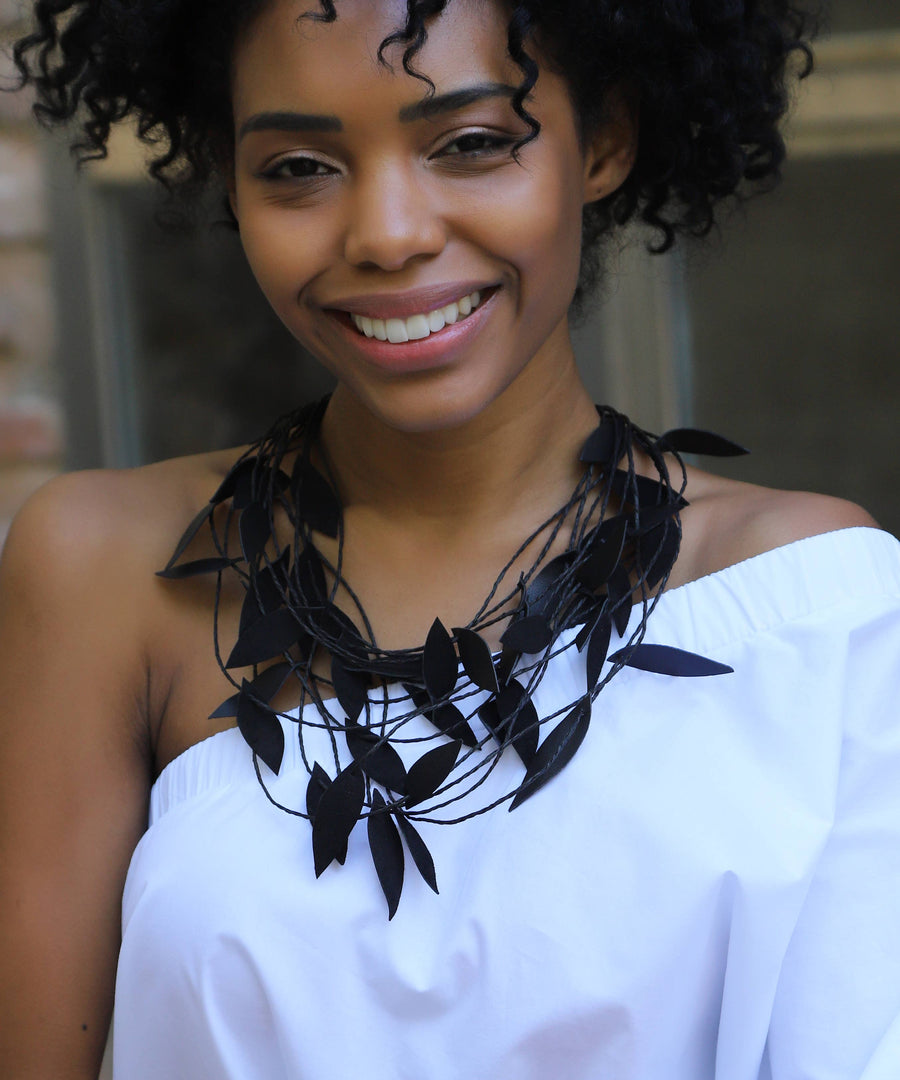 Handmade special design leather leaf jewelry set