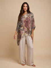 Classic Marble Print Silk Kaftan