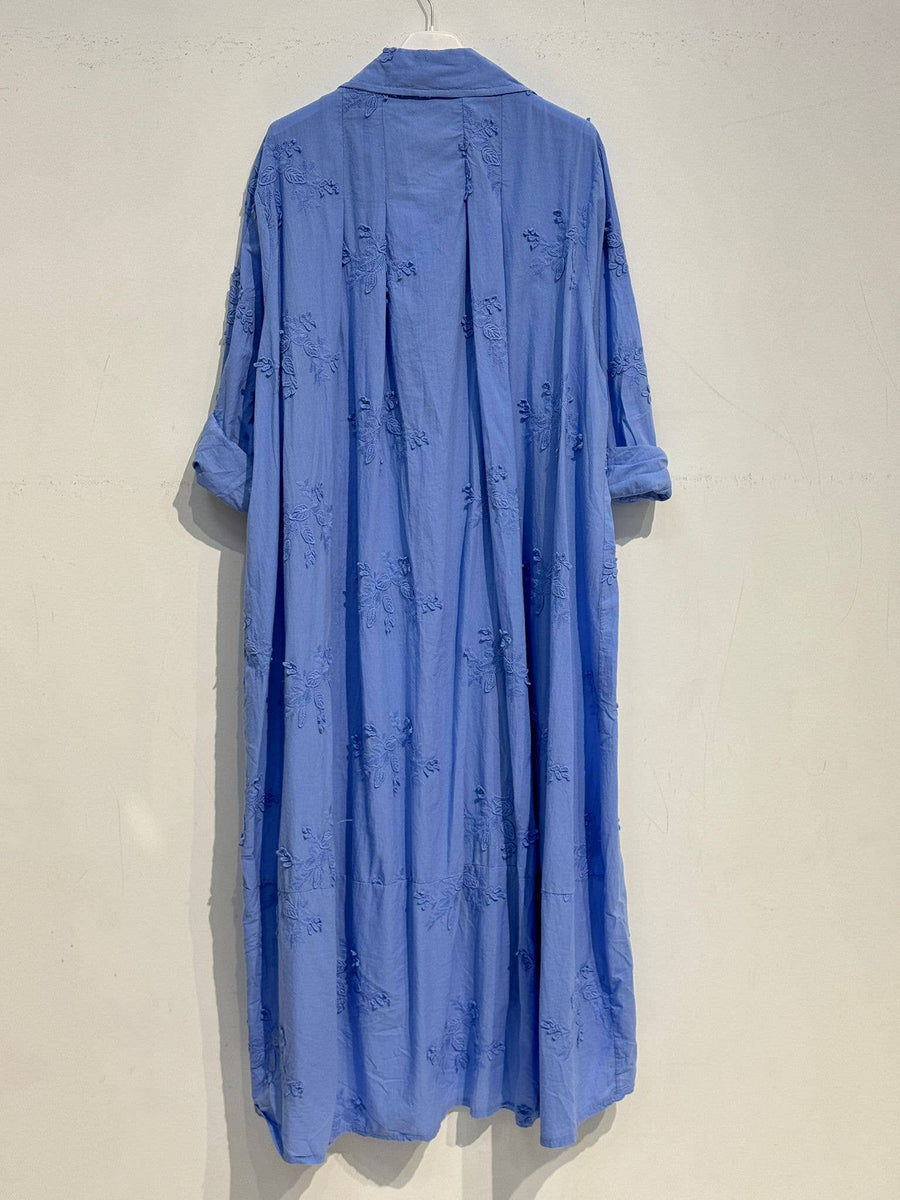 Embroidered Cotton Shirt Dress
