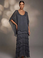 Stretchy Shredded Layered Maxi Dress