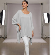 Classic Silk Poncho: Beige / Missy