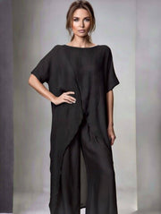 Long Crossover Silk Top