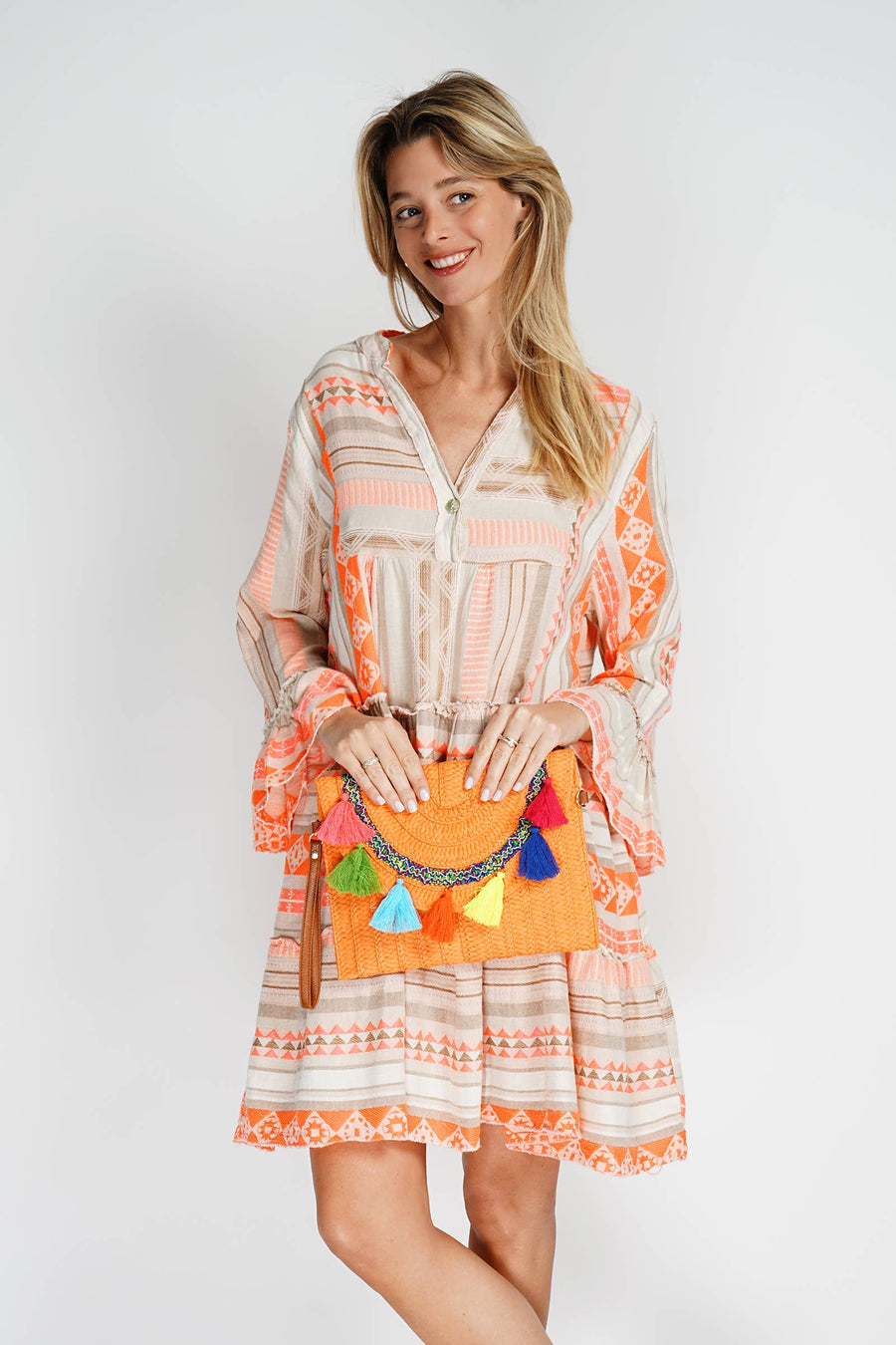 Printed Cotton Short Dress