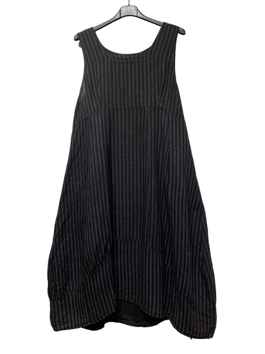 322 LINEN DRESS WITH VERTICAL STRIPES: Violet