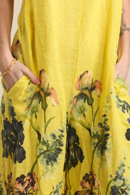 Floral Print Linen Jumpsuit